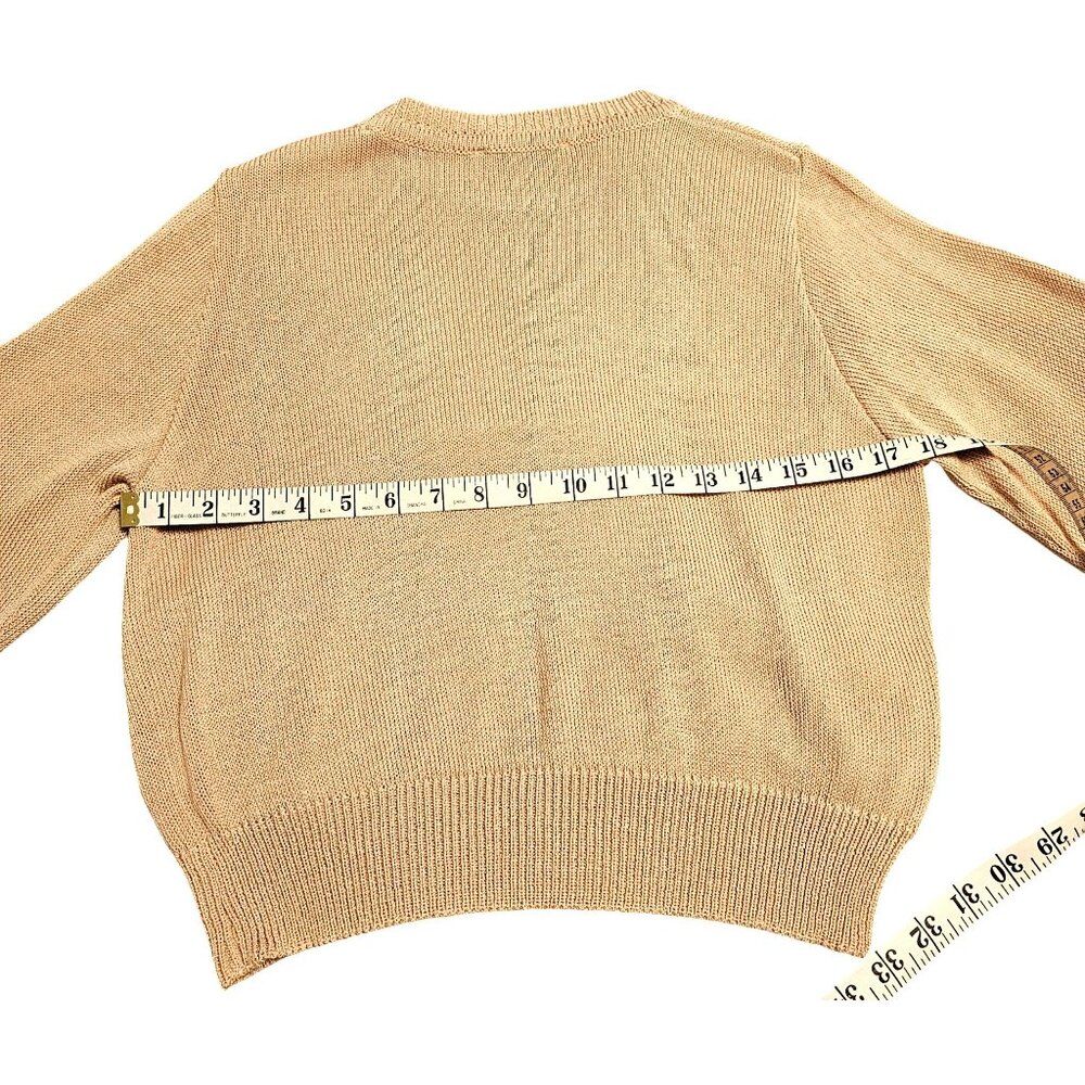 Carlucci Tan Beige Embroidered Knit Sweater Medium - Picture 9 of 9